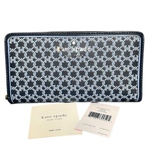 Kate Spade Blue Spade Link Large Continental Full Zip Wallet
